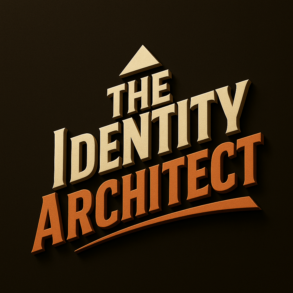 Logo for The Identity Architect, featuring bold typography with 'Identity' in white and 'Architect' in orange, set against a dark background.
